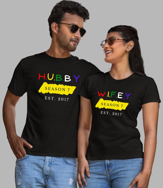 Hubby Wifey Season Couple T-Shirt - His'en'Her - Shop T-Shirts For Men & Women Online