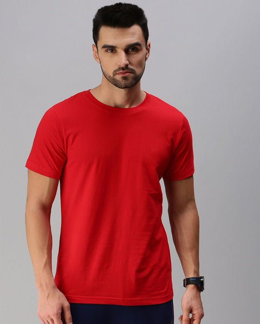 Men's Plain T-shirt-Red