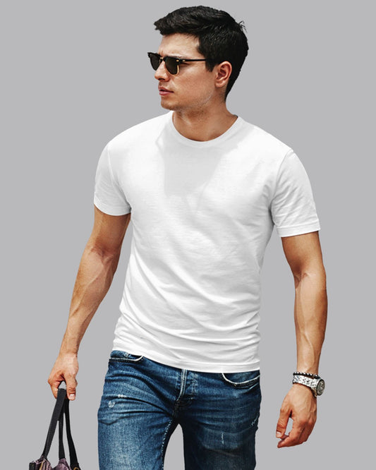 Men's Plain T-shirt-White - His'en'Her - Shop T-Shirts For Men & Women Online