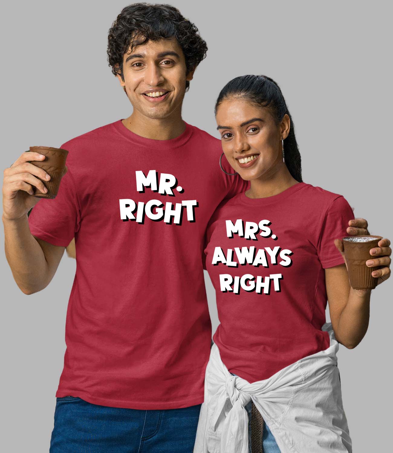 Mr Mrs Right Couple T-Shirt - His'en'Her - Shop T-Shirts For Men & Women Online