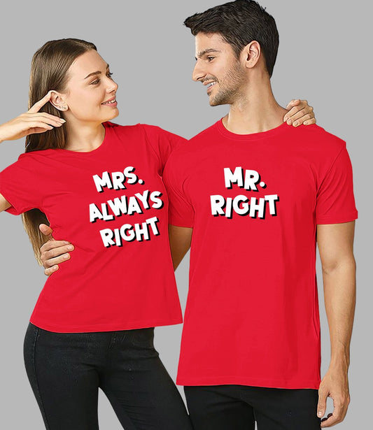 Mr Mrs Right Couple T-Shirt - His'en'Her - Shop T-Shirts For Men & Women Online