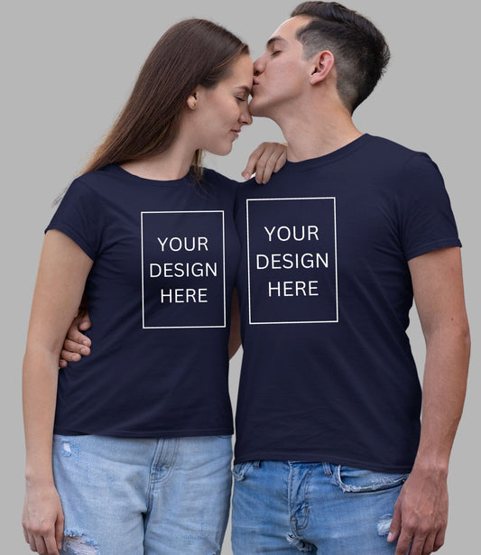 Custom Couple T-Shirt - Navy