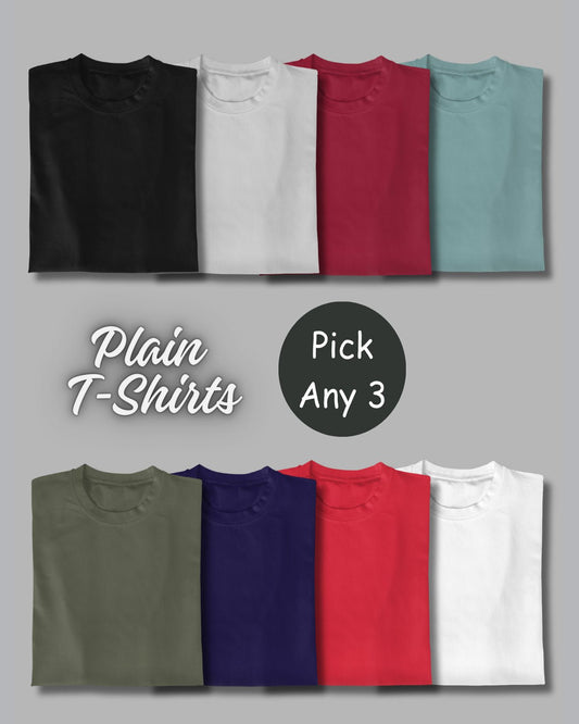 Plain T-Shirt Combo - Any 3
