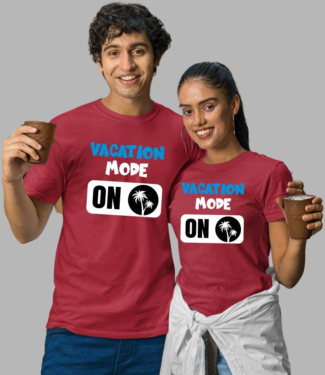 Vacation Mode Couple T-Shirt - His'en'Her - Shop T-Shirts For Men & Women Online