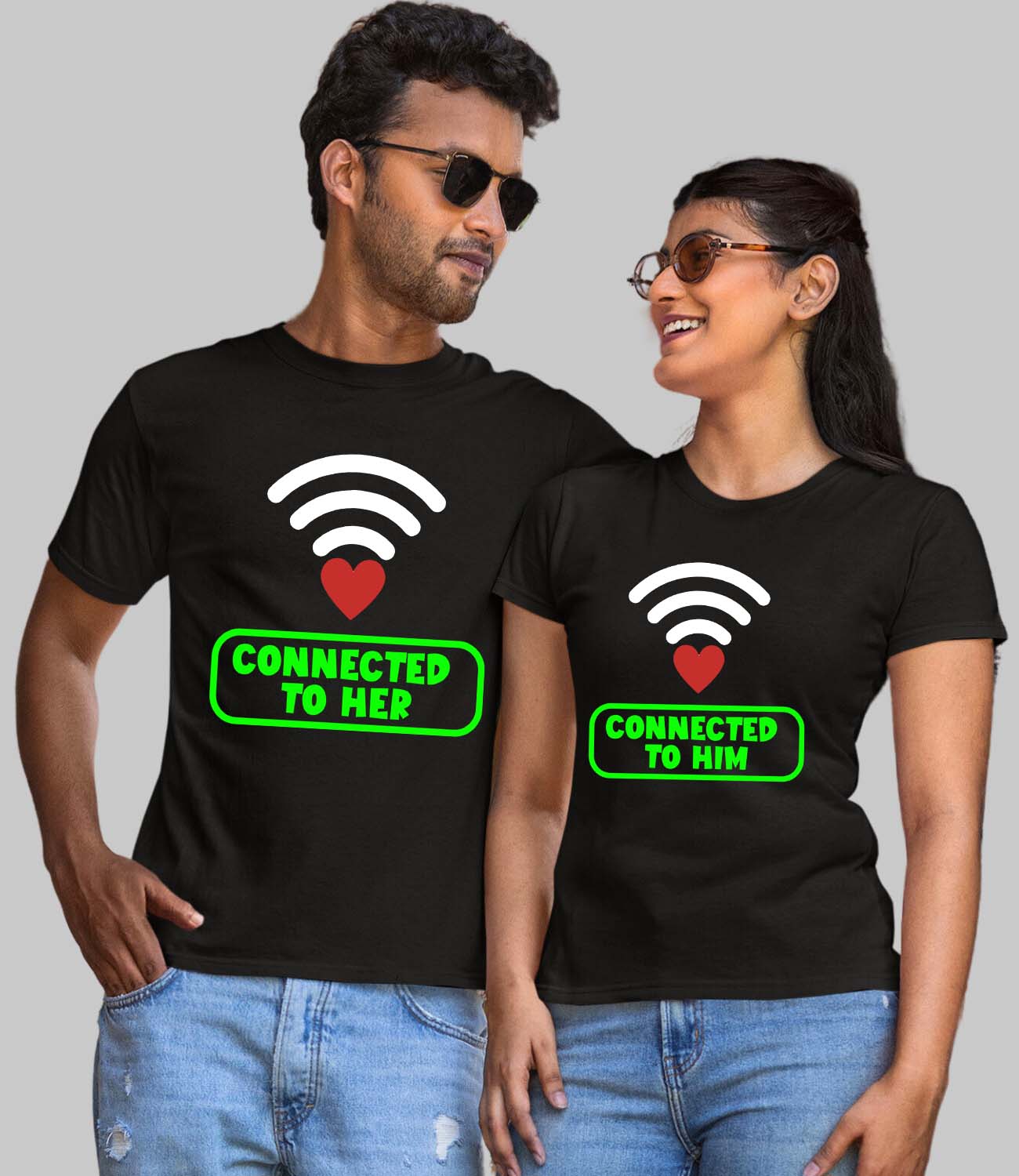 Wifi Couple T-Shirt - His'en'Her - Shop T-Shirts For Men & Women Online