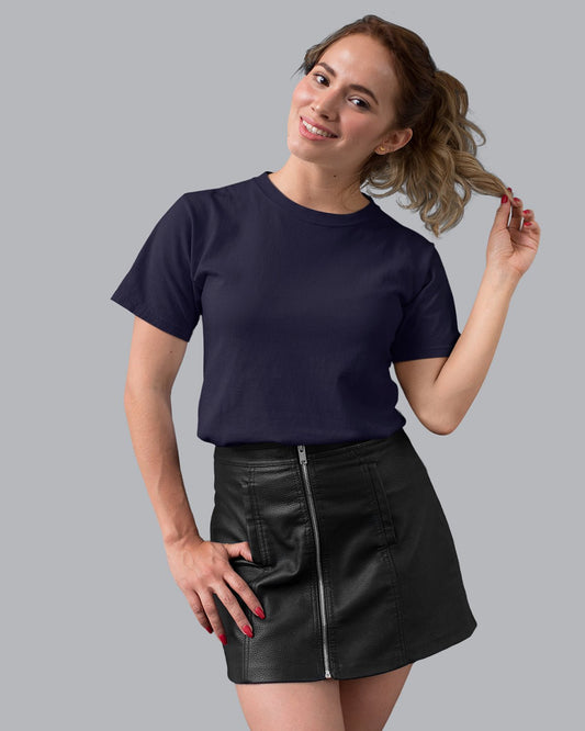 Women Plain T-shirt-Navy - His'en'Her - Shop T-Shirts For Men & Women Online