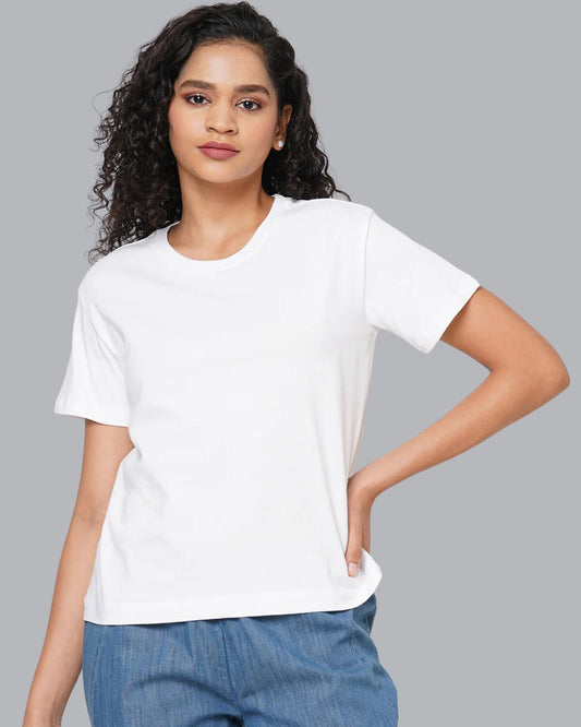 Women Plain T-shirt-White - His'en'Her - Shop T-Shirts For Men & Women Online